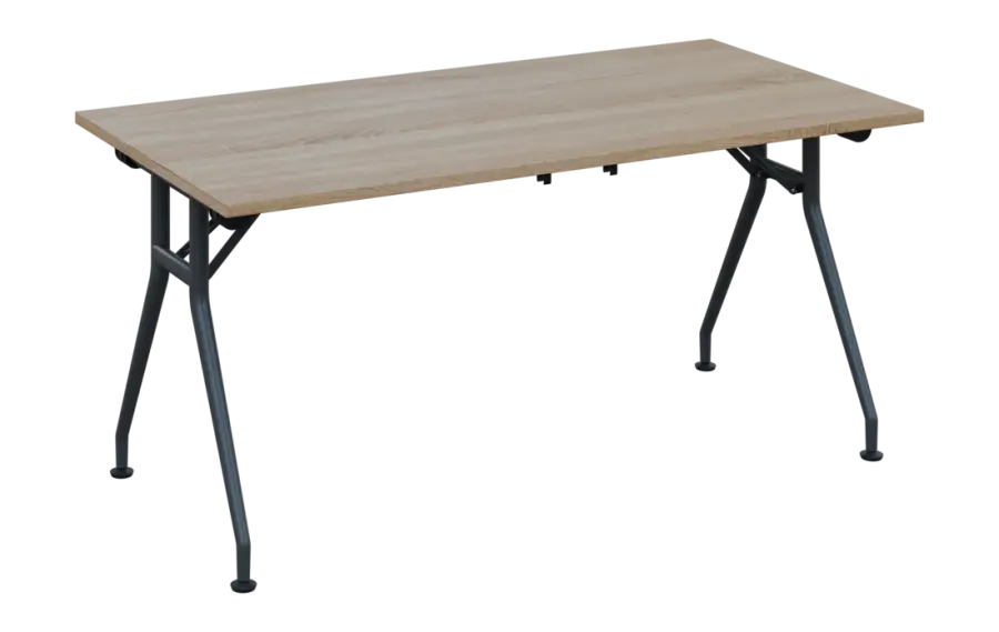 SLV 160 lak skládací jednací stůl 1600x800x750 mm, deska 25 mm, podnož černý lak, deska dub bardolin